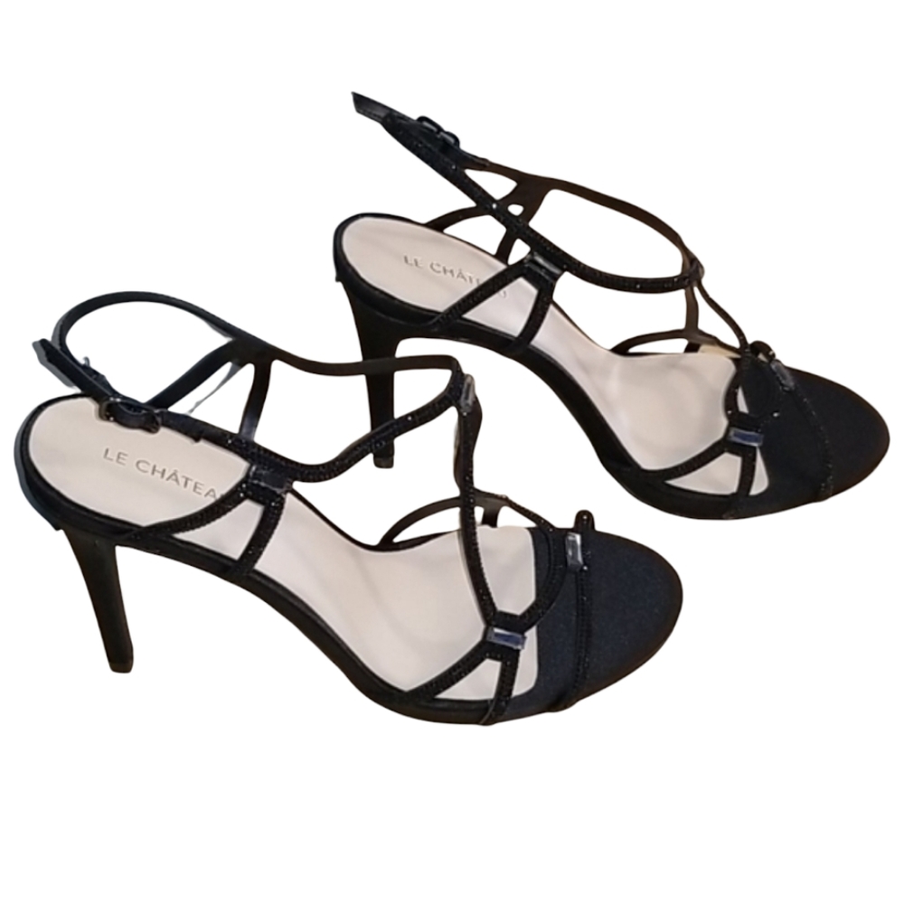 Le Chateau Black Strappy Evening Sandals